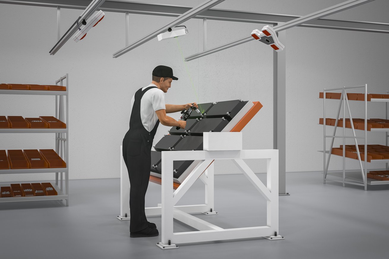 sarissa-laservisualisierung-werkerführung Sarissa Assistenzsystem Batteriemontage Elektromobilität